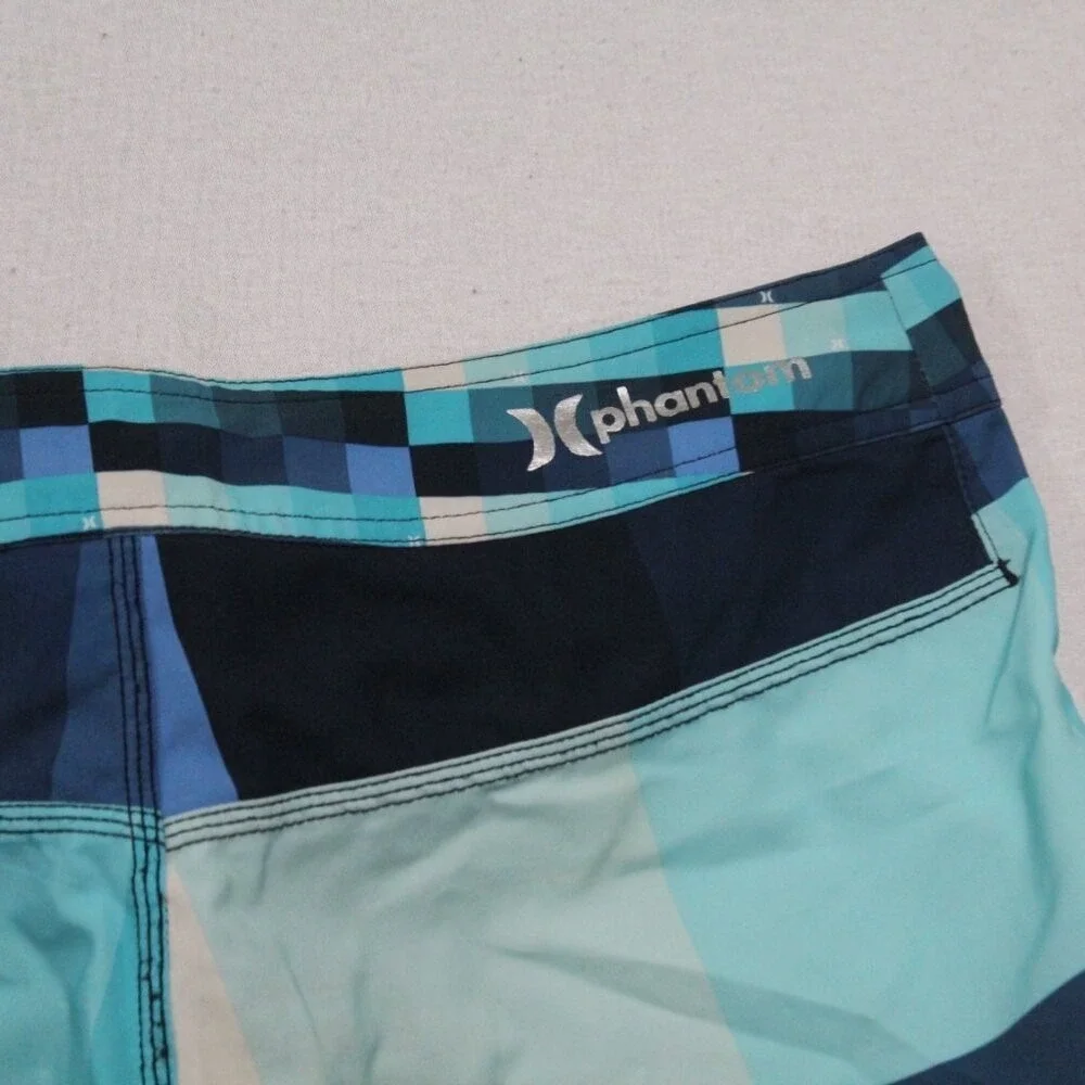Hurley Men Blue Trunks Colorblock Board Shorts Size 28